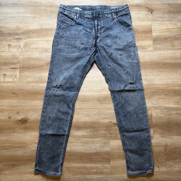 Diesel Other - Diesel Denim Sweatpants Men 34 Gray Krooley NE Taper Joggers Thrash Grunge 069CB